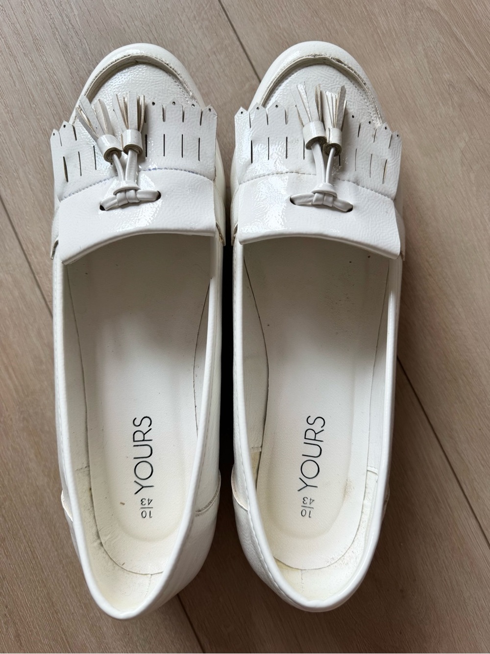 long tall sally White Patent Tassel Kiltie Loafers